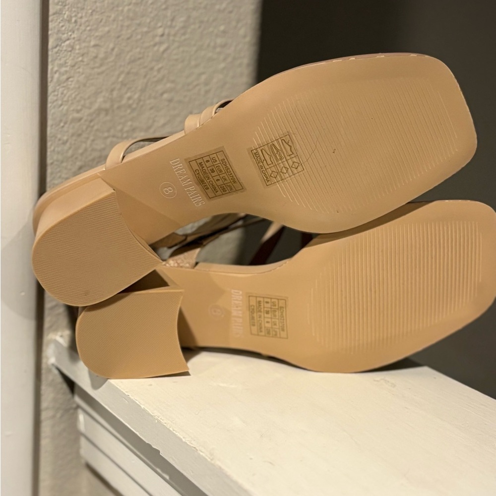 Dream Pairs Women's Mule Heel Chunky Nude/Light Brown Size 8 - Picture 8 of 11